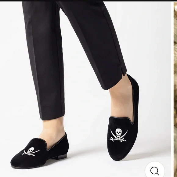 Jon Josef Gatsby Skull Flats Velvet Loafers - Picture 2 of 7